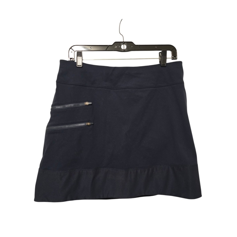 Athleta Medium Tee Time Golf Mini Skort Sze Medium Stretch Zip Pockets Navy Blue